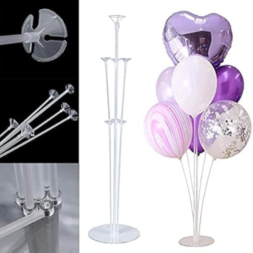 3A Featuretail Re-usable Balloon Stand, Set of Clear Table Desktop Balloon Stand for Birthday | Wedding Anniversary Decorations (2 Set Balloon Stand)