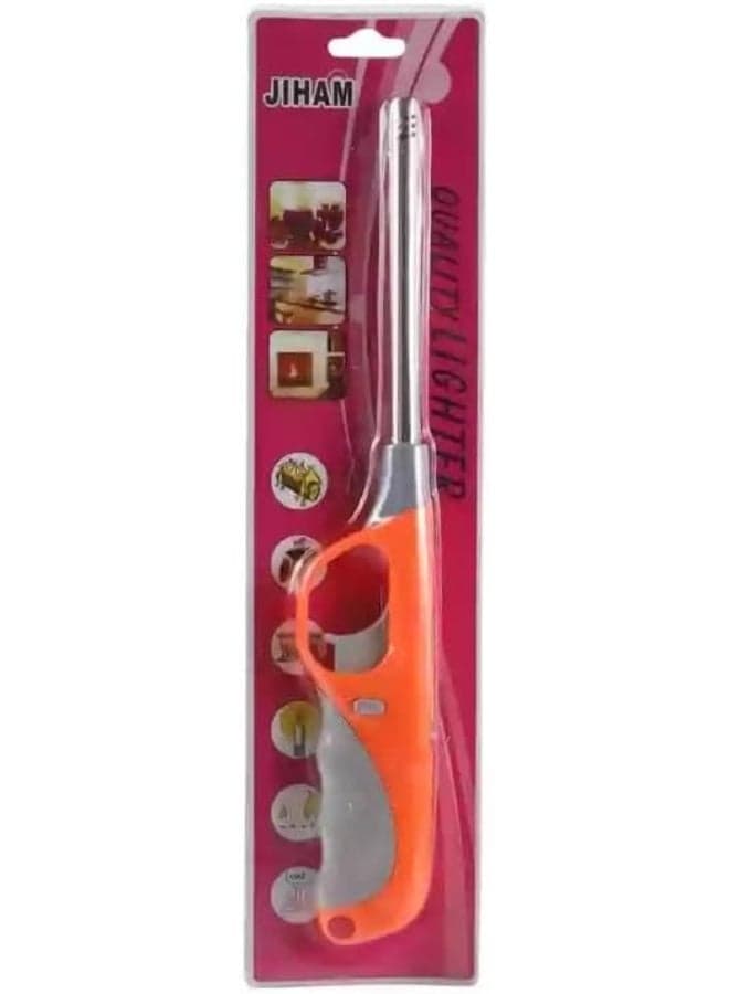 Refillable Gas Lighter with Butane For Kitchen Camping and BBQ- Orange