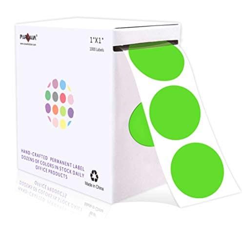 PARLAIM 1 Inch Round Permanent Adhesive Color-Code Dot Stickers,1000 per Roll dots Label Dispenser Box,Light Green Circle Stickers Label