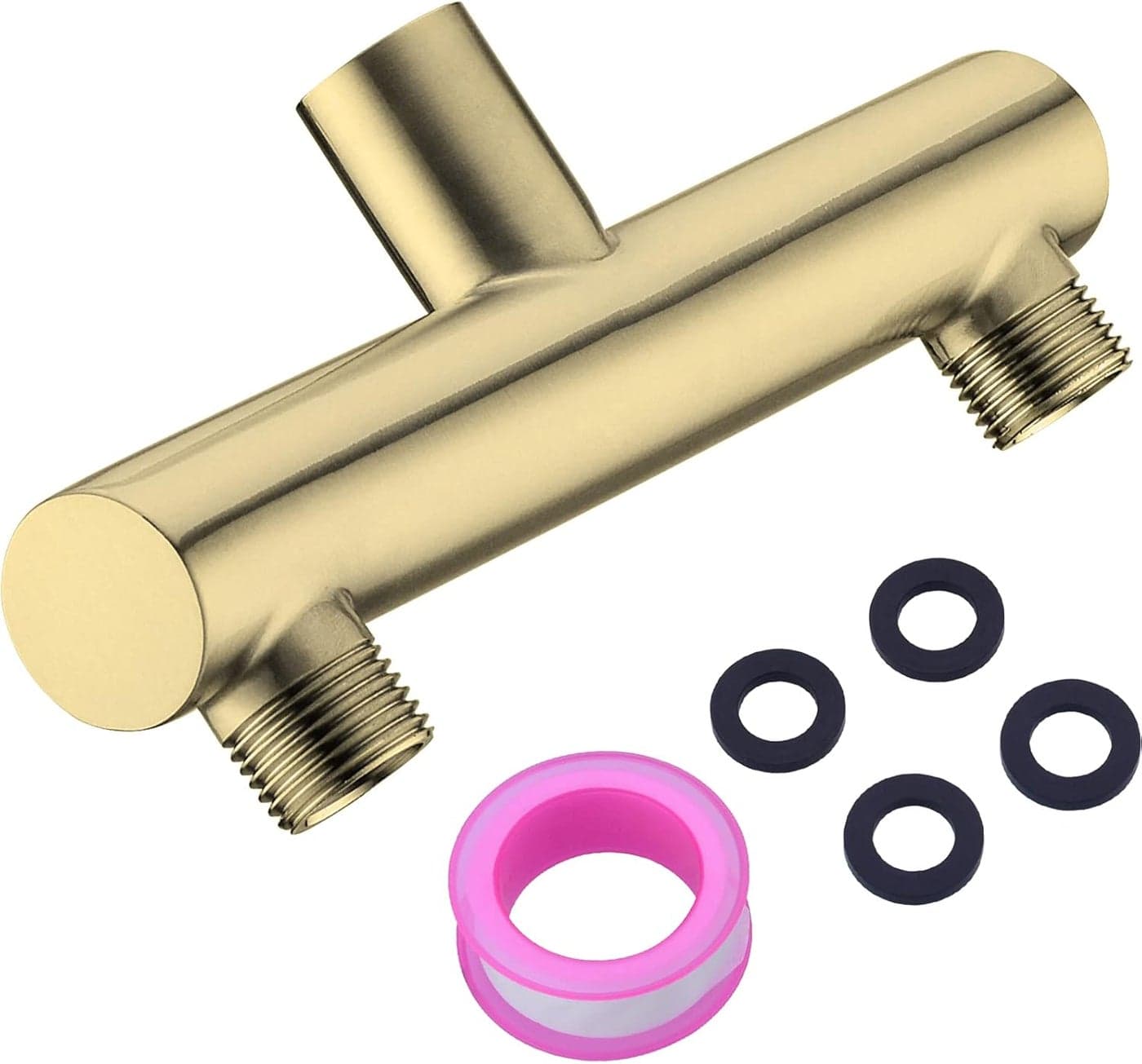 TRUSTMI Double Shower Head Manifold Splitter 2 Way Shower Arm Diverter Dual Outlet Adapter for 2 Showerheads Brushed Gold