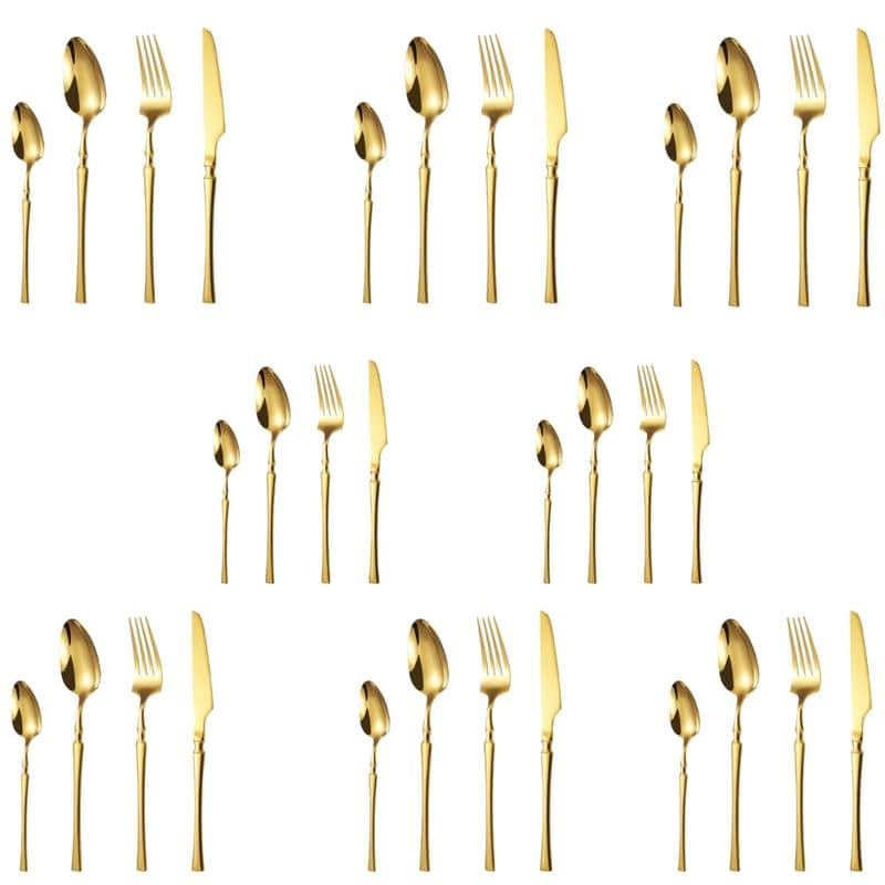 VIKIJO Cutlery Set Reusable Spoon Set Premium Stainless Steel Cutlery Set Portable Tableware Men Women Office Home School KidsSet of 328 Spoon 8 Fork 8 Knife 8 TeaSpoon