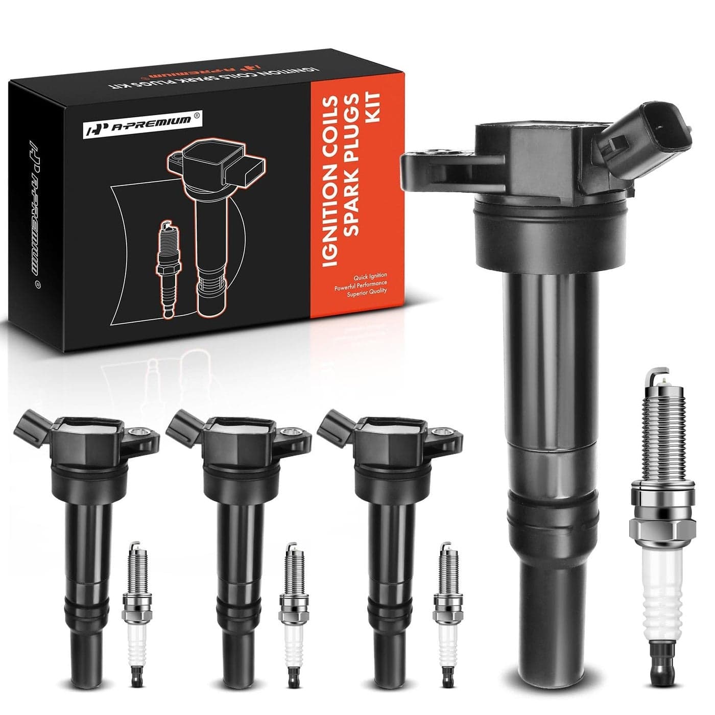APremium Set of 4 Ignition Coil Pack 2pin and Iridium Spark Plugs Compatible with Hyundai Elantra 20122016 18L 4 Cyl Tucson 20142020 20L 4 Cyl Kia Soul 20122019 20L 4 Cyl