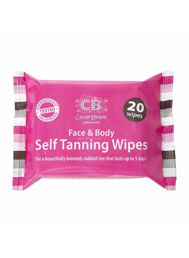 Self Tanning Wipes - Sunless Tanner Wipes for Face and Body - Long-Lasting Natural Looking Tan Wipes (20 Wipes)