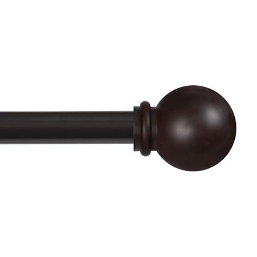 Kenney Chelsea Ball End Window Curtain Rod, Adjustable 28-48 Inch Extendable Rod Set, Weathered Brown