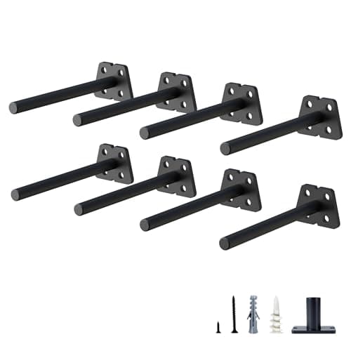 NEODROP 8Pack 4 Inch Hidden Floating Shelf Bracket Heavy Duty Blind Shelf Support Hardware Invisible Wall Brackets for Kitchen Fireplace Mantel Wood Shelves Black Powder Coated Solid Steel