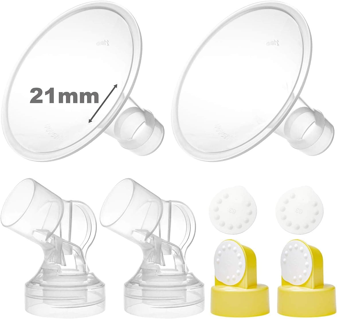 Nenesupply Pump Parts 21mm Flanges Compatible with Medela Breastpump Flange Valve Membrane Connector Compatible with Personalfit Connector Not Original Medela Pump Parts Pump in Style Symphony