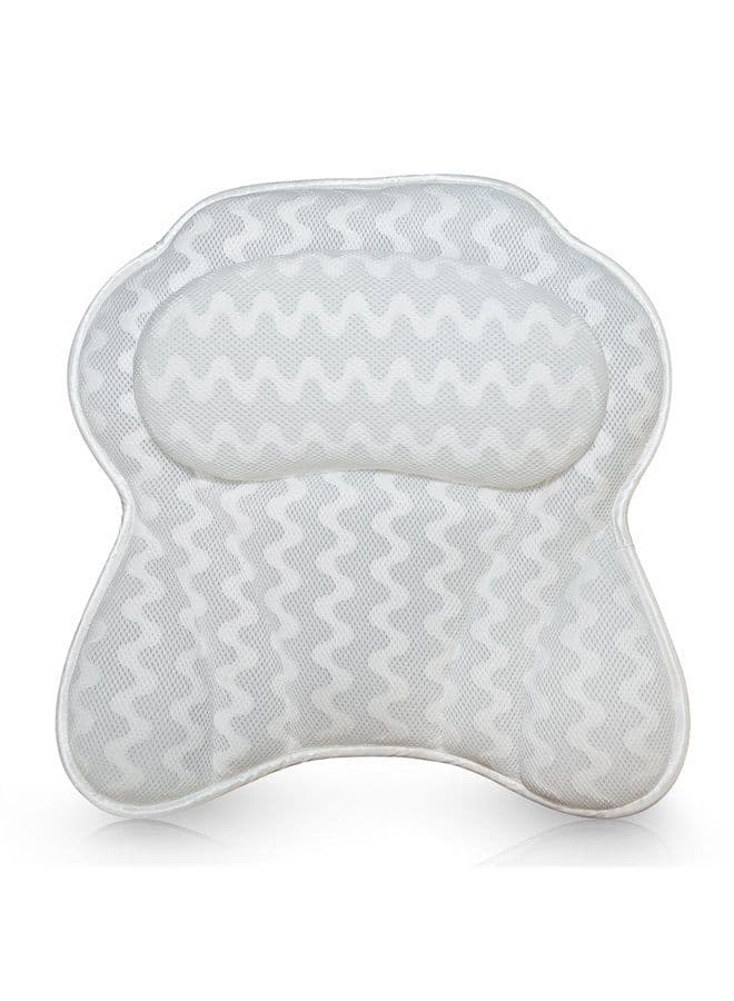 Bath Pillow Bathtub Pillow Back Neck Support Pillow, Spa Cushion for Tub, Relaxing Headrest Bath Pillow, Portable Washable Bathtub Accessories with 3D Air Mesh Thick Soft Bath Pillow, White