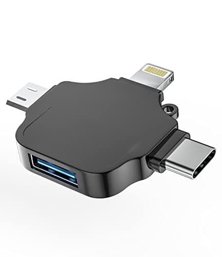 OTG Adapter USB Female to Type C Lightning Micro Male 3in1 Converter for iPhone 14 13 for iPad Compatible for Samsung Android Camera Card Reader Mouse Keyboard Midi Flash Drive Accessorie