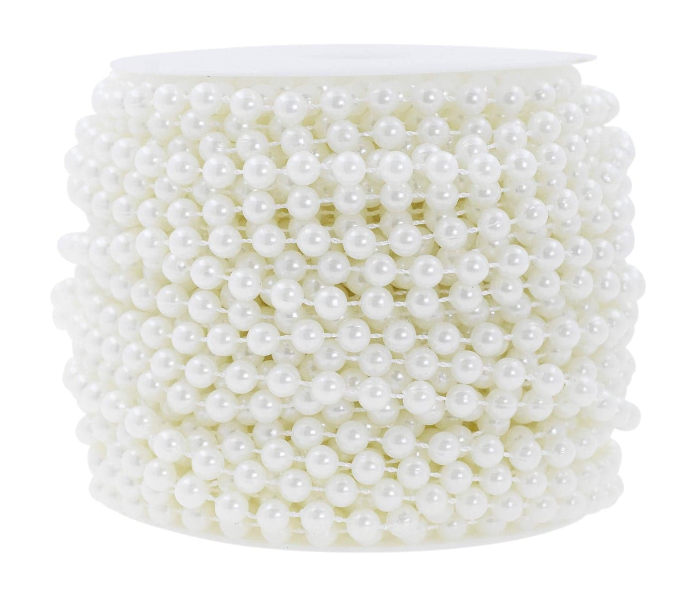 Mandala Crafts 6mm Faux White Pearl Beads Roll 27 Yards Strand of Fake Pearls Chain Garlands Spool String for Christmas Tree Wedding Party Vases DIY Decoration