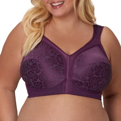 PLAYTEX Womens 18 Hour Comfort-strap Wireless Bra, Full-coverage With 4-way Trusupport, Single & 2-pack Bras, Plum Majestic, 38DDD US