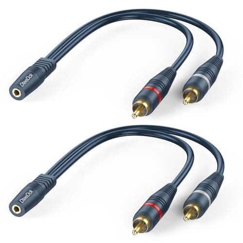DteeDck RCA to AUX Adapter 2 Pack, Female AUX 3.5 mm to Male RCA Audio Adapters, Stereo Audio 3.5mm Y Cable Converter for Headphone Speaker TV Smartphone MP3 Tablet -20cm