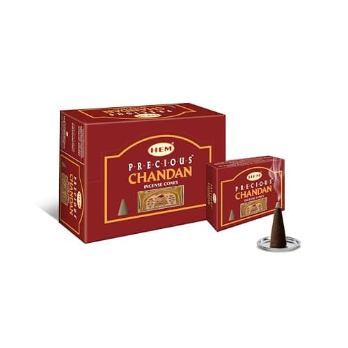 HEM Precious Chandan Fragrance Incense Cones | Agarbatti for Home Freshness, Positive Energy & Yoga Meditation | Pooja Item for Home | Burning Time - 25-30 Minutes | Handcrafted | Low Smoke |120 cones