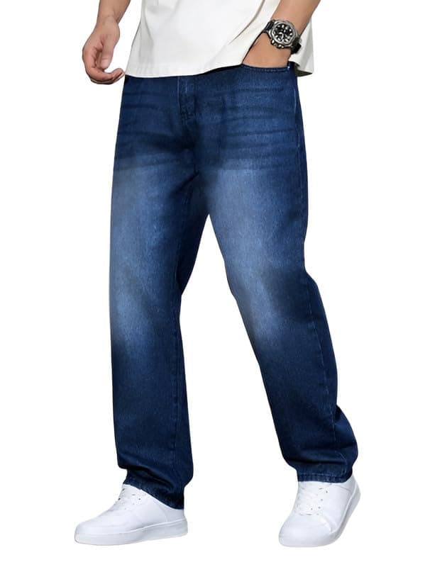 Ben Martin Dark Blue Men Jeans || Baggy Fit Jean's for Man || Loose Fit High Rise Denim || Stretchable Casual Wear Jean,s || Dance Rap Rapping Style Pant for Men || Denim Cotton Jeans 30 (0)