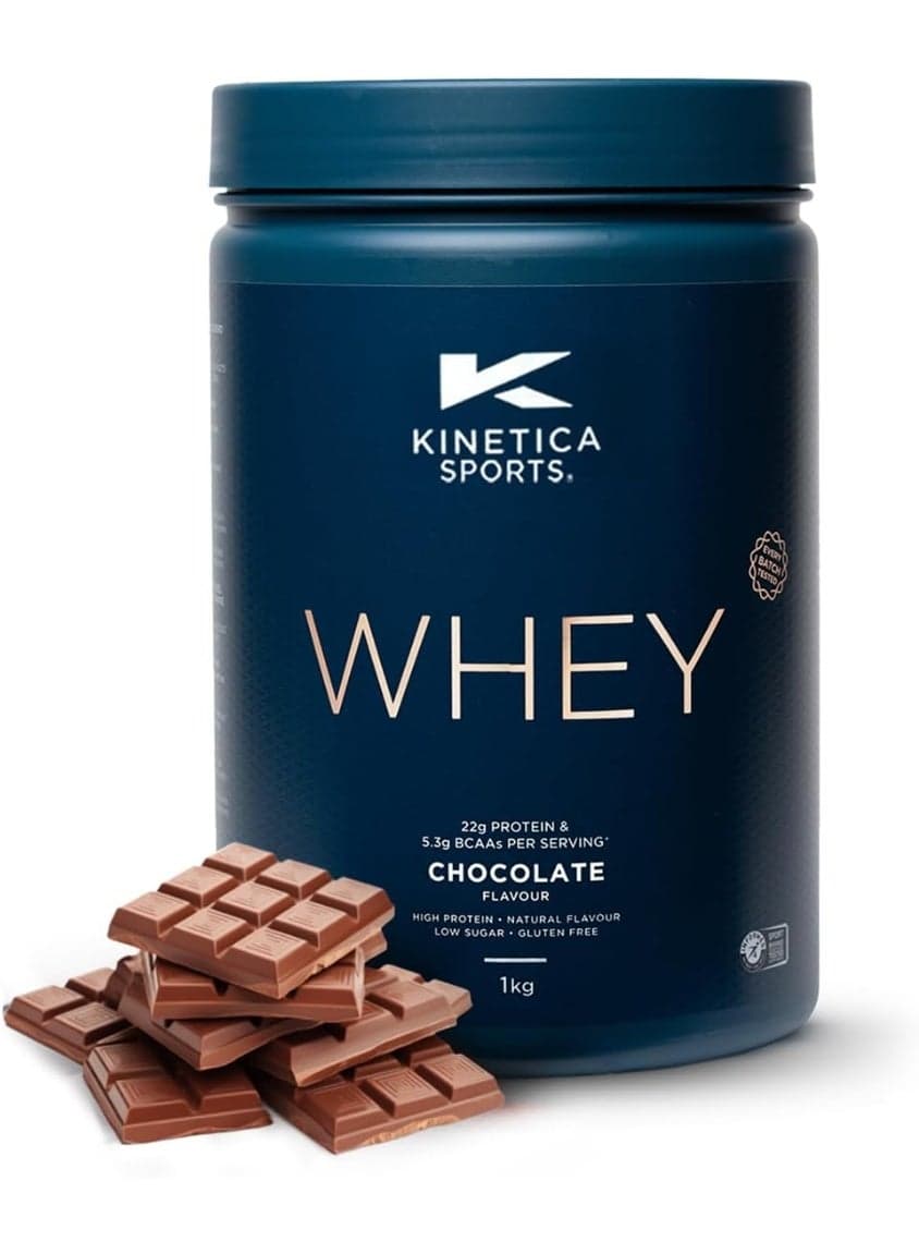 Kinetica Protein Powder Chocolate 1kg, 22g Protein per Serving, 33 Servings, Whey Protein from EU Grass-Fed Cows, Excellent Mixability & Taste