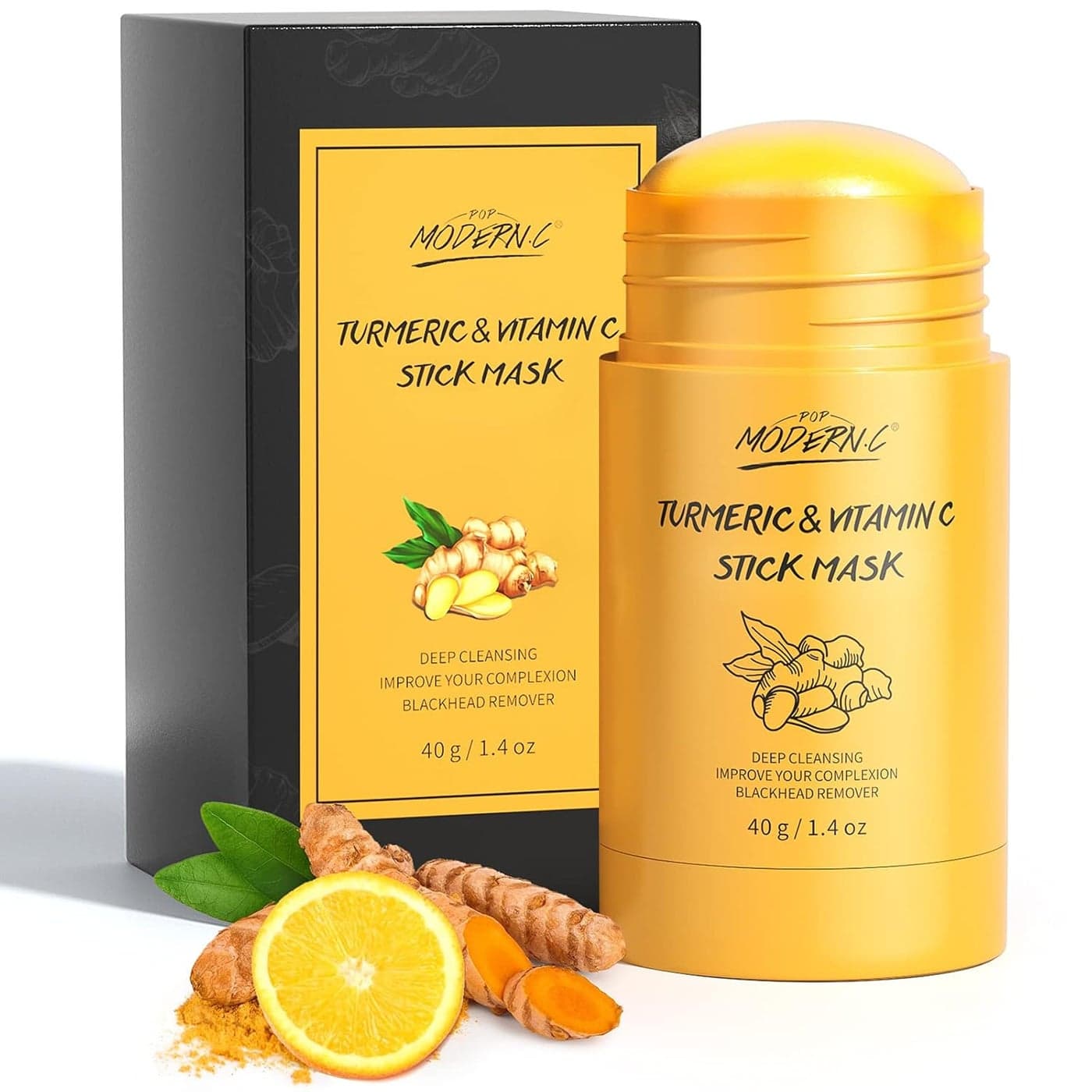 Turmeric Clay Stick Mask Organic Vitamin C Purifying Mask for Blackhead Cleansing Healing Clay Mud Mask for Deep Clean Pore Improve Skin Acne Scars Facial Mask With Blackhead Remover Extractor Tools