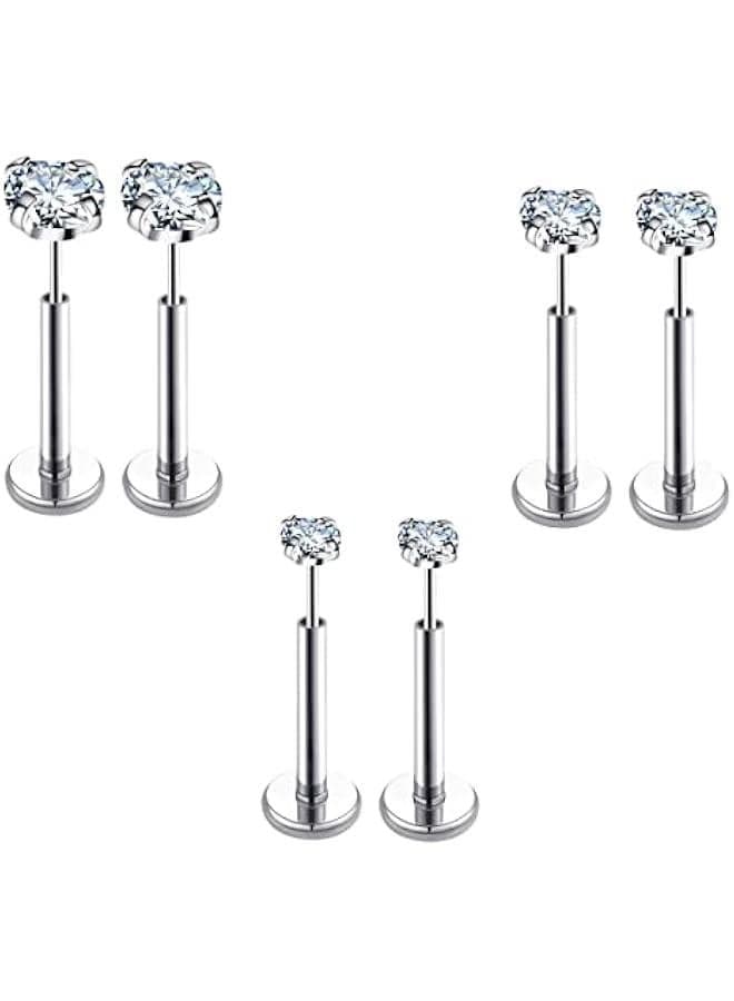 20G Flat Back Earrings Stud Threadless Tragus Cartilage Lip Medusa Piercing Jewelry Hypoallergenic