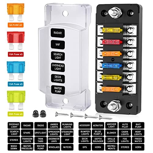 Nilight 6 Way Fuse Block with Negative Bus 12V Blade Fuse Holder ATCATO Standard Fuse Box Label Stickers Waterproof Cover Fuse Panel for Automotive Cars Trucks RVs Campers Vans 2 Years Warranty