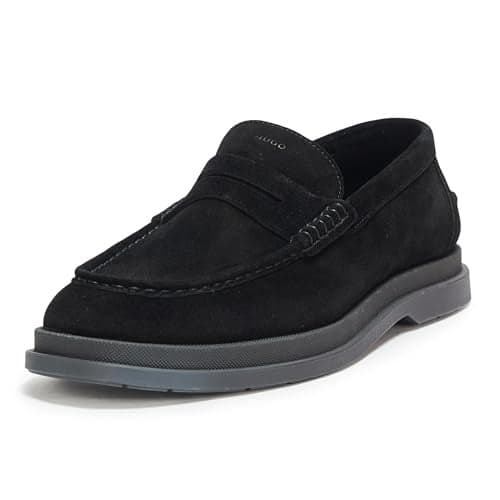 HUGO, Chaol Suede Moccasin Loafer, Black, 10