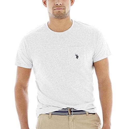U.S. Polo Assn. Men's Crew Neck Pocket T-Shirt with Small Pony, Heather Light Gray, Large
