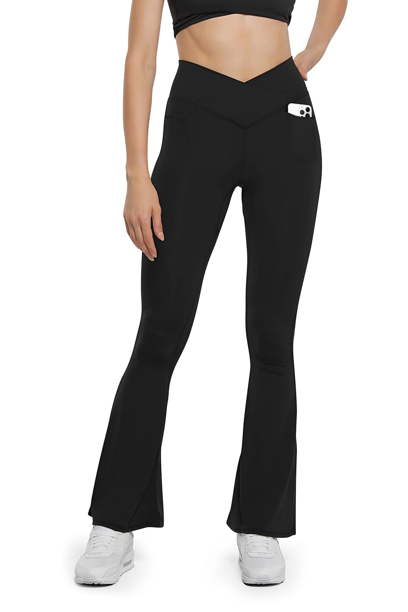 HEGALY Women's Flare Yoga Pants with Pockets - Crossover Flare Leggings High Waisted Tummy Control Gym Workout Sweatpants