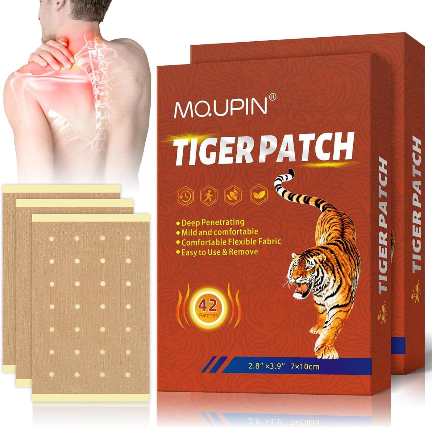84PCS Tiger Patch Chinese Tiger Back Heat Patches Ultra Strength for Muscle Joint of Knee Shoulder and Neck