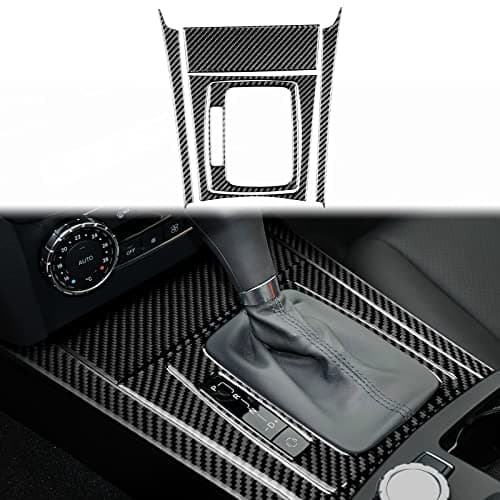 JUPIZEUS Carbon Fiber, for Mercedes Benz Accessories, Car Gear Shift Panel Cover for Mercedes Benz C-Class W204 2007 2008 2009 2010 2011 2012 2013, Interior Trim Decoration, Left Hand Drive, Black