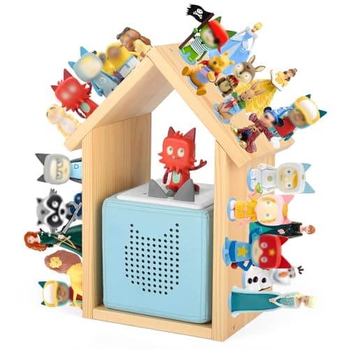 RZYLKA DIY House for Tonies Box Storage Organizer Shelf for 40 Tonie Figures with 40Pcs Magnetic Adhesive Metal Plate Compatible with TonieBox 12 Player Tonies Box Characters for Children Room