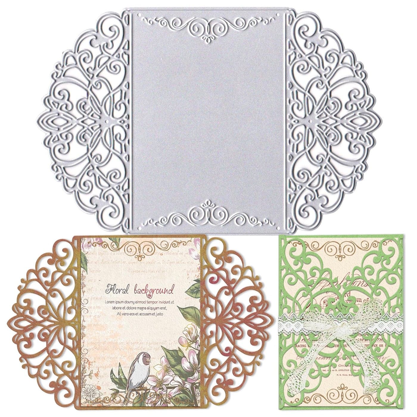 Lace Flower Metal Cutting Dies for Card Making Wedding Invitation Card Border Die Cuts Carbon Steel Embossing Stencil Template Cutting Tools for DIY Scrapbooking Paper Card Photo Album Craft Supplies