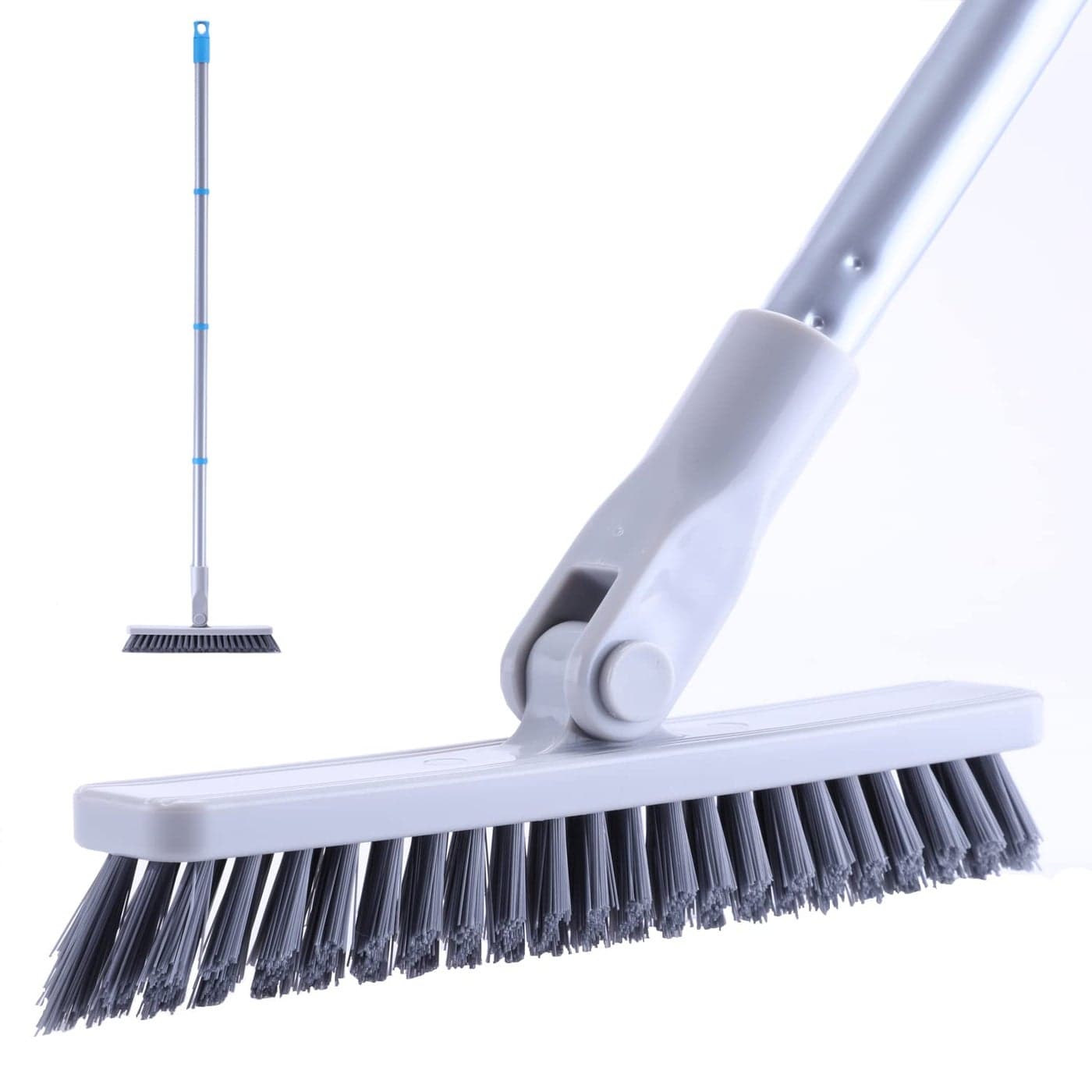 YONILL Grout Brush with Long Handle Heavy Duty Grout Cleaner Brushes for Tile Floors Swivel Stiff Bristles Floor Scrubber Cleaning Tool Floor Scrub Brush for Shower Kitchen Baseboards and Corner