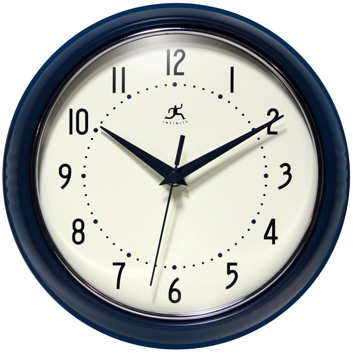 Infinity Instruments Retro 95 Inch Round Indoor Wall Clock Navy Blue