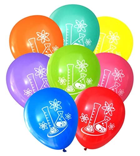 Flasks and Atoms - Mad Science Party Balloons (16 pcs, Two-Sided) (Assorted) by Nerdy Words