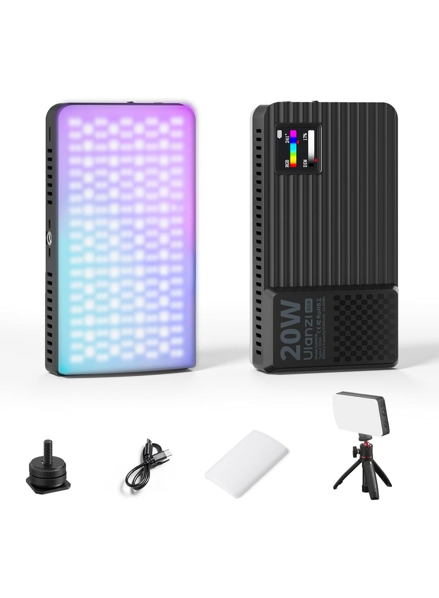 ULANZI K20 RGB Video Light, 20W LED Camera Light Panel for Photography, 1800-9000K CRI95+ 20 Effects, 3300mAh Rechargeable Portable Photo Video Lighting for DSLR Sony Canon Nikon Fuji Vlogging TikTok