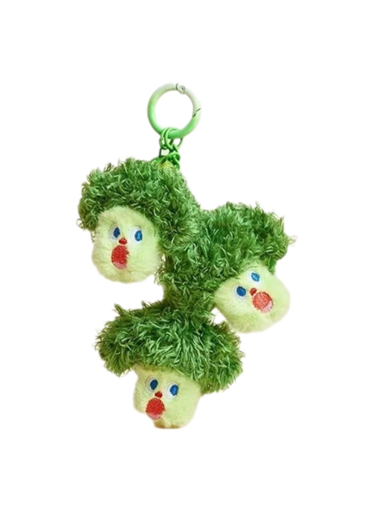 Cute Plush Vegetable Series Doll Pendant, Creative School Bag Key Pendant Cartoon Doll (Three Broccoli Skewers)