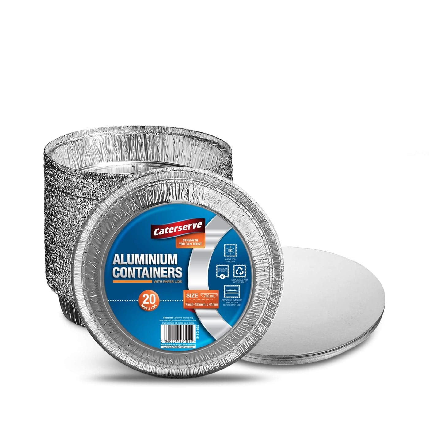 Caterserve Aluminium Containers 20 pcs Foil Flan Cases with Paper Lids Durable and FoodGrade Foil Pie Cases Oven and Freezer Safe Flan Case Set 7 inch18cm Foil Baking Trays