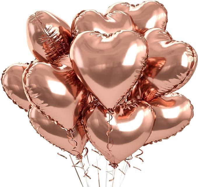 Pop The Party 10 Inch Rose Gold Heart Shaped Balloons |Heart shape balloons for Birthday | Valentine's decoration - Rose Gold