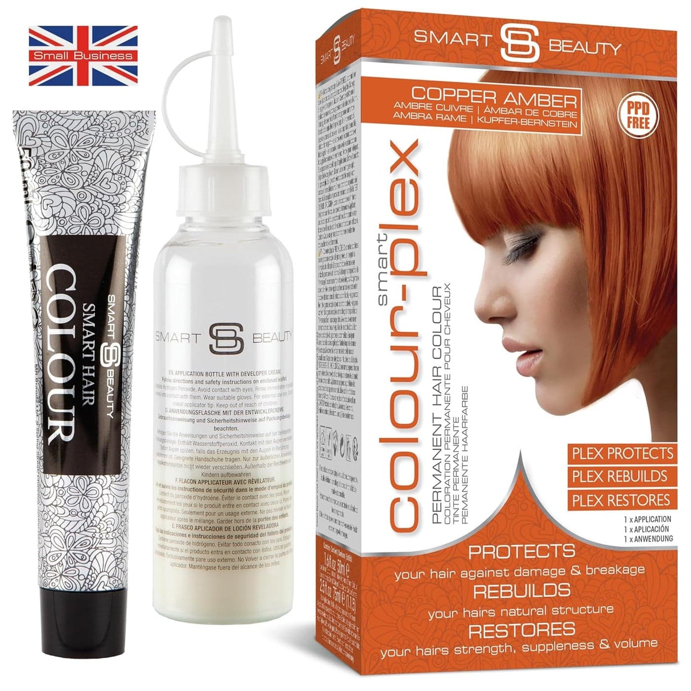 Smart Beauty Ginger Hair Dye Permanent with Plex AntiBreakage Technology Copper Red PPD Free Vegan Cruelty Free