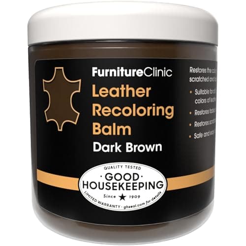 Furniture Clinic Leather Recolouring Balm - Colour Restorer for Sofas, Repair Faded & Scratched Upholstery, Car Seats, Shoes and Clothing 16 Colours (Dark Brown)