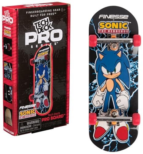 TECH DECK, Finesse X Sonic The Hedgehog Pro Series Finger Board with Storage Display, Built for Pros; Authentic Mini Skateboards, Kids Toys for Ages 6 and up