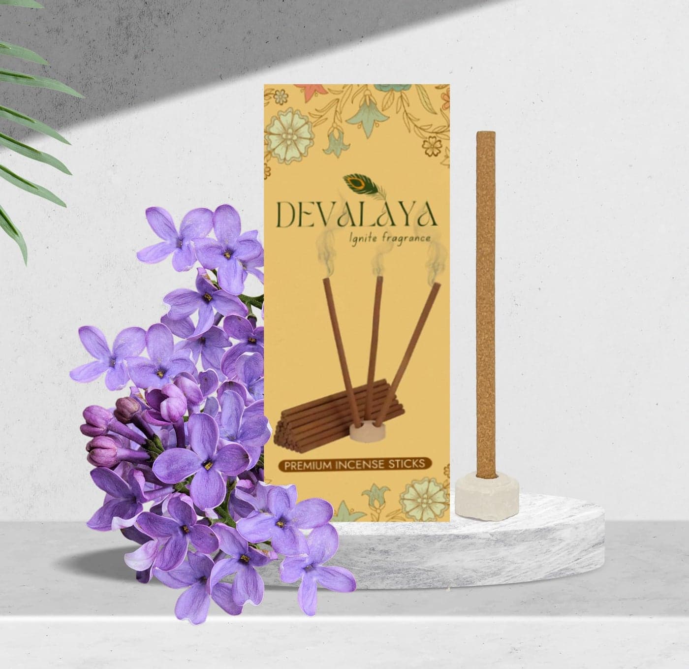 Devalaya Soothing Lavender Dhoop Sticks (20 Sticks, Pack of 1), Bambooless Incense Sticks, Agarbatti for Pooja, 100% Charcoal-Free,4-inch Length, 25-Minute Burn Time with Ceramic Strand
