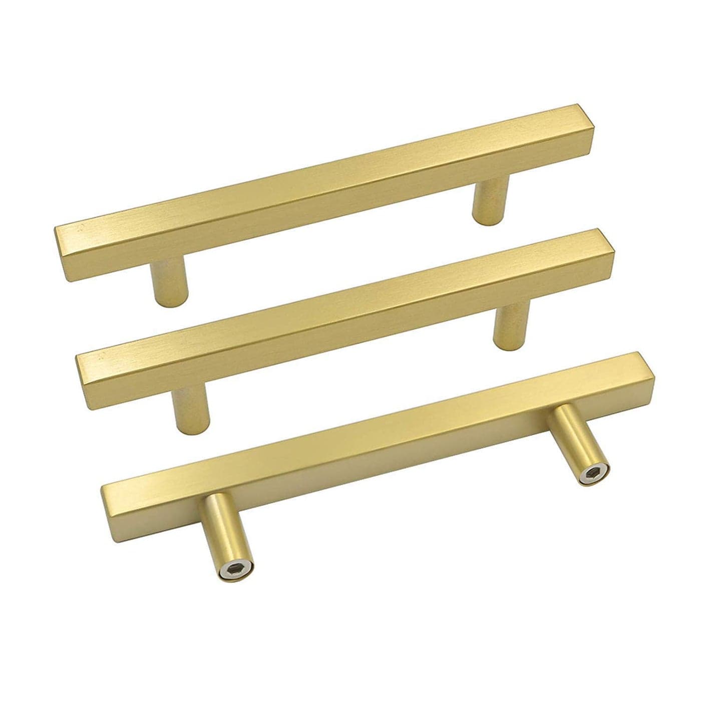 Goldenwarm 5 Pack Gold Cabinet Handles 412115mm Brushed Brass Cabinet Pulls T Bar Drawer Pulls for Kitchen Cupboard Drawer Hardware