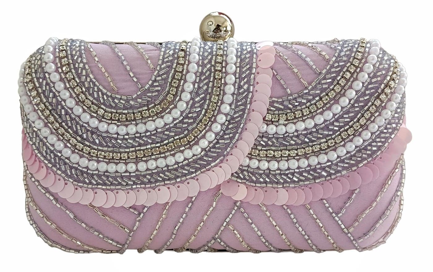 DUCHESS Women Hand Embroidered Sequins Box Clutch for Wedding Party (Purple)