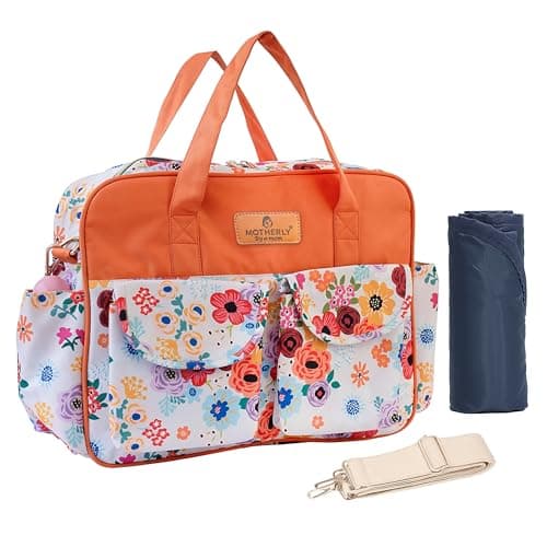 Motherly Grace Tote Diaper Bag for Mothers for Travel with Changing Mat and 6-Month Warranty | Maternity Hospital Bag for Newborn | Water-Resistant Baby Bag for mom -Garden Glam