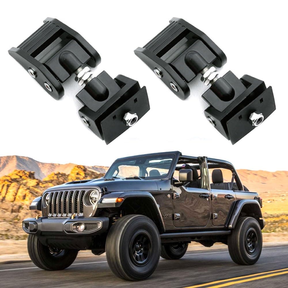 LETINGFAR Adjustable Hood Lock Catches Kit for Jeep Wrangler JK and JL (2007-2023) - Black