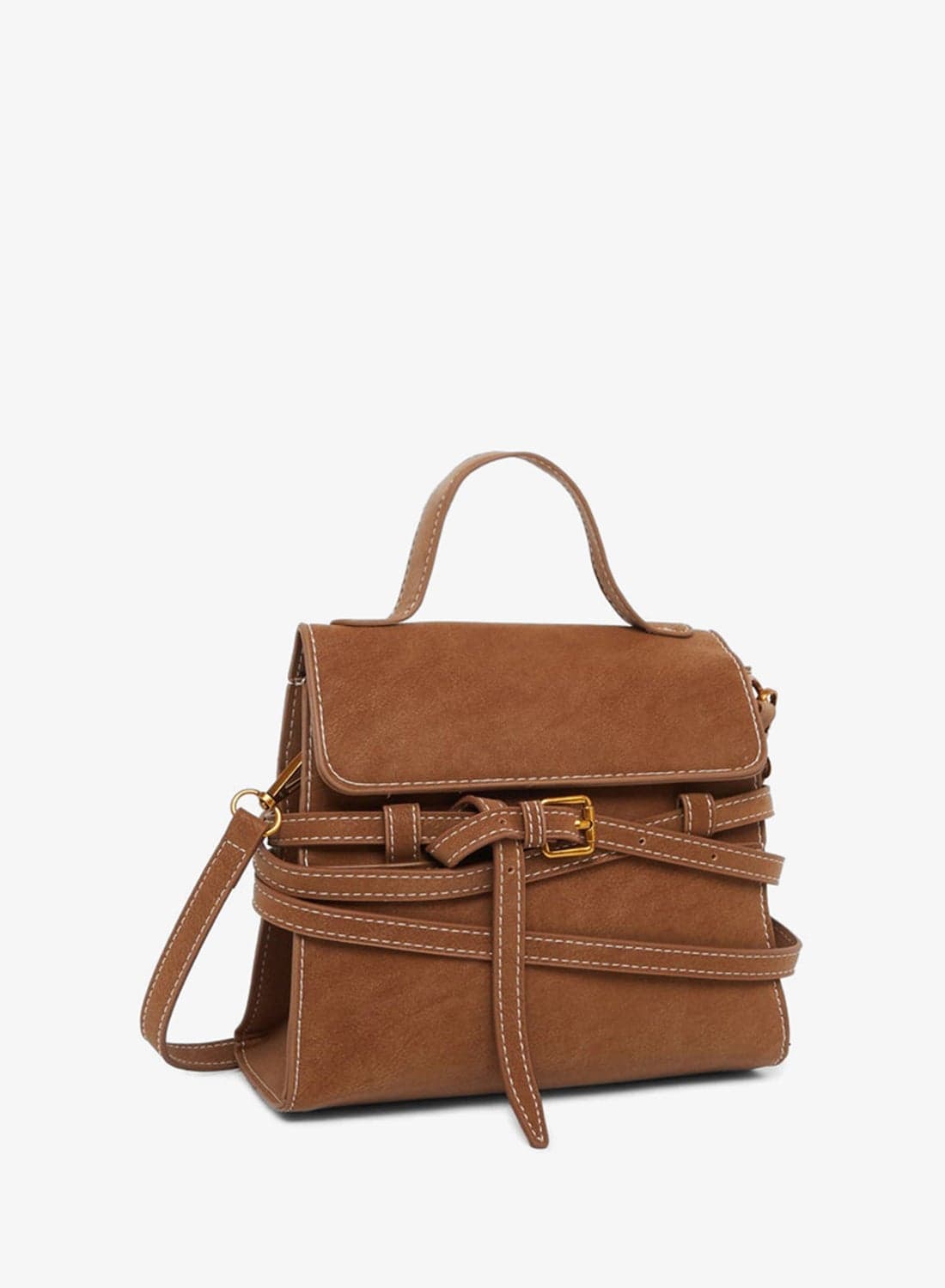 Brown Buckled Satchel Bag