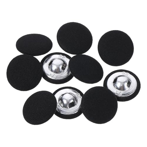 Jeffdad 20mm Fabric Covered Black Buttons Round Covered Metal Shank Sewing Buttons Vintage Covered Cloth Button for Suits Jacket Dress Blouses10