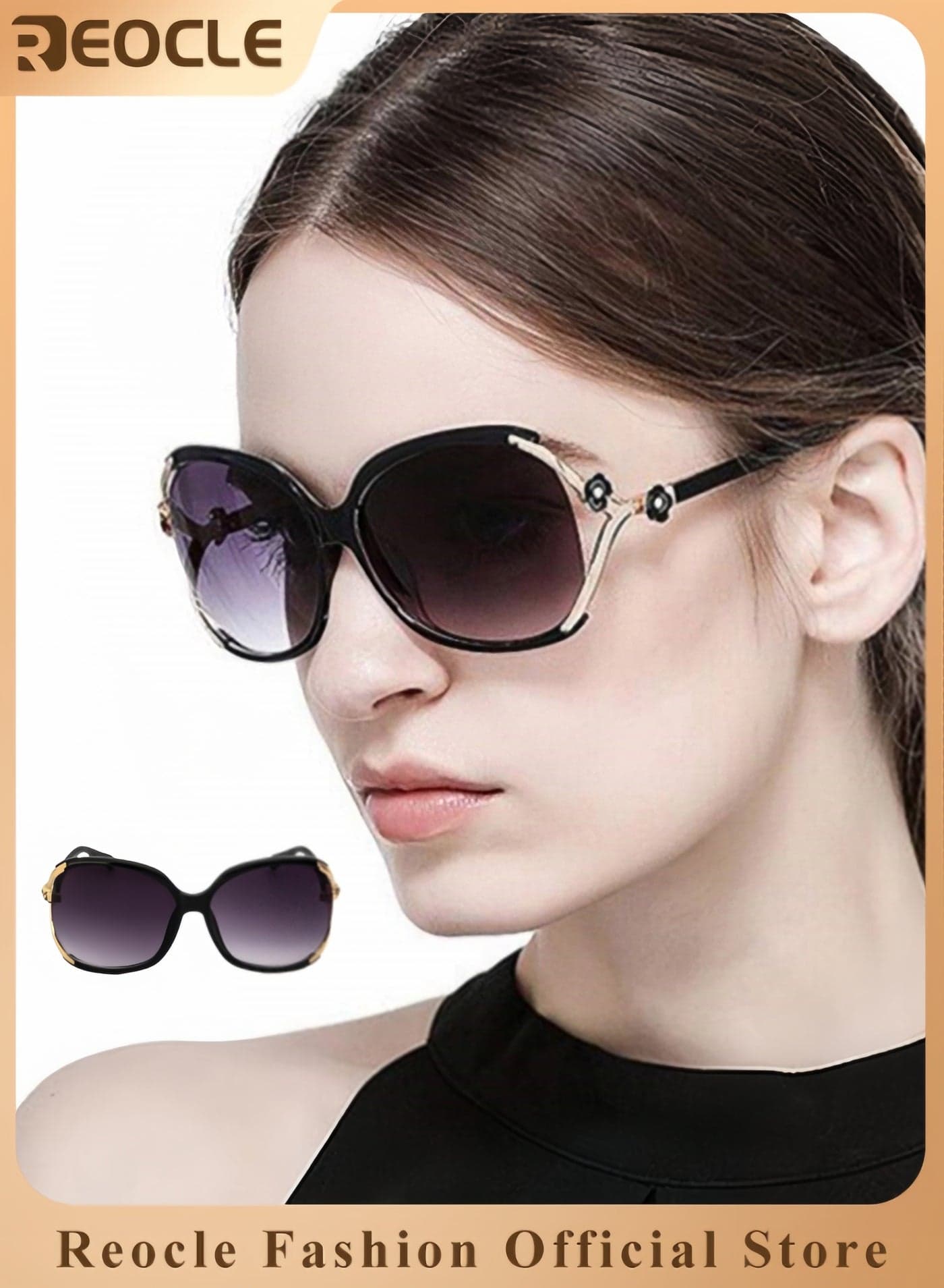 Women's Sunglasses Camellia Embellish Eyewear Polarized UV400 Protection to Reduce Glare Oversized Lens Lightweight Sun Glasses for Driving & Hiking & Travel Everyday Use