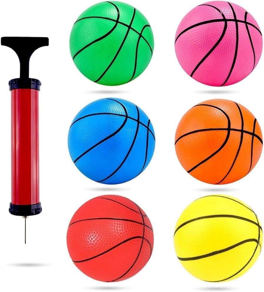 Shindel 6Pcs Mini Basketball 47 inches Small Basketball with Pump for Kids and Adults Party Favors