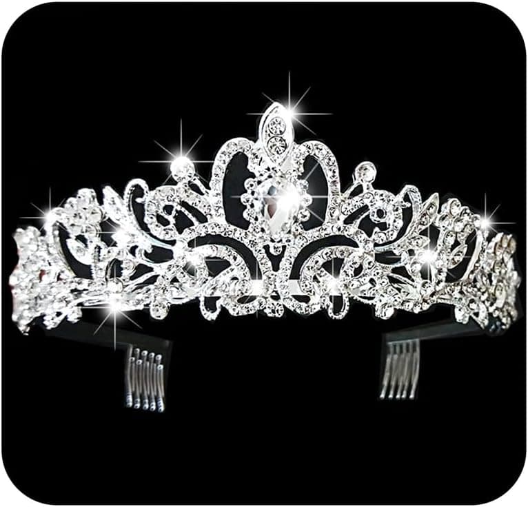 Gangel Baroque Rhinestone Crowns Vintage Hair Comb Sliver Tiaras with Crystal Crown Hair Accessories for Girls Wedding Prom Birthday Party1 pc