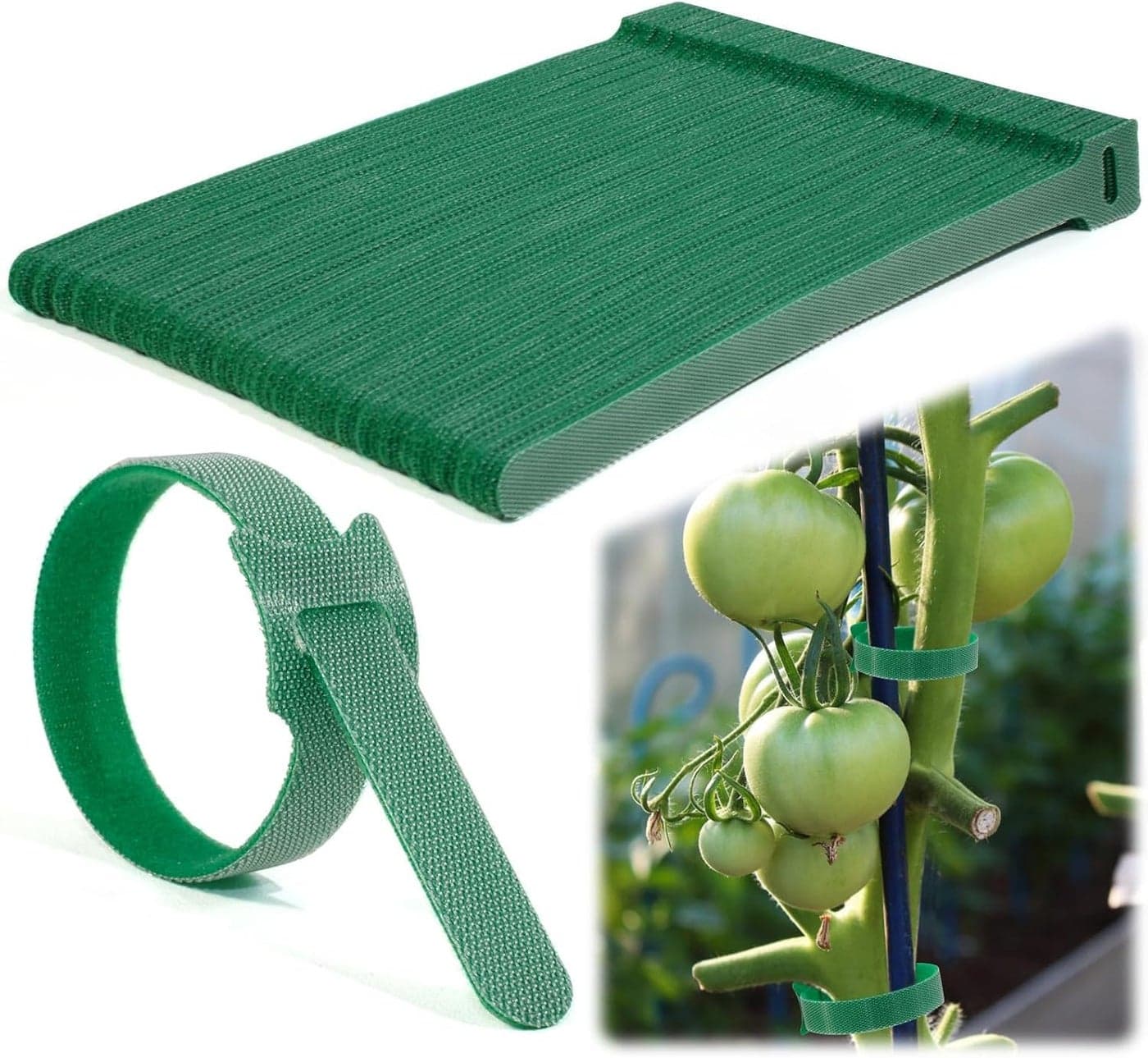 Neouth Adjustable Anti-Slip Nylon Plant Straps Featuring Hook and Loop Fasteners Reusable - The Plant Ties Optimal for Climbing Plants Support and Gardening Applications (Green, 50PCS)