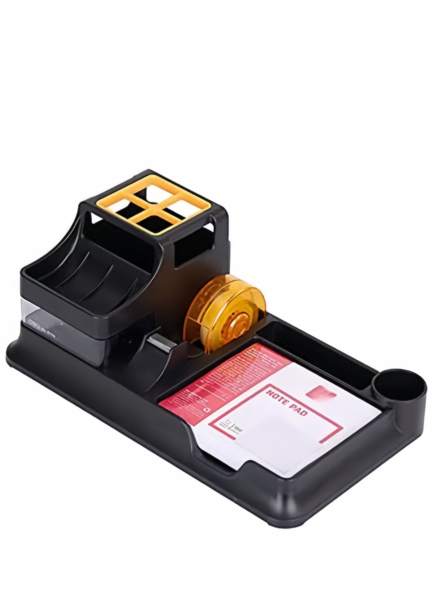 Desk Organizer, Recycled,All-In-One Caddy, 4 Compartments, Plastic Sticky Note Holder, 2-in-1 Simple Office Stationery Organizer with Memo Storage & Pen Slots
